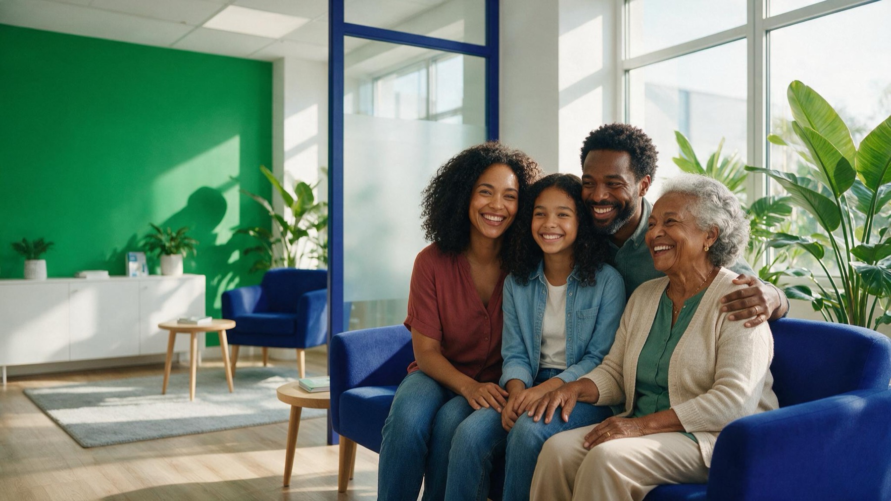 Família na recepção da clínica Rennov